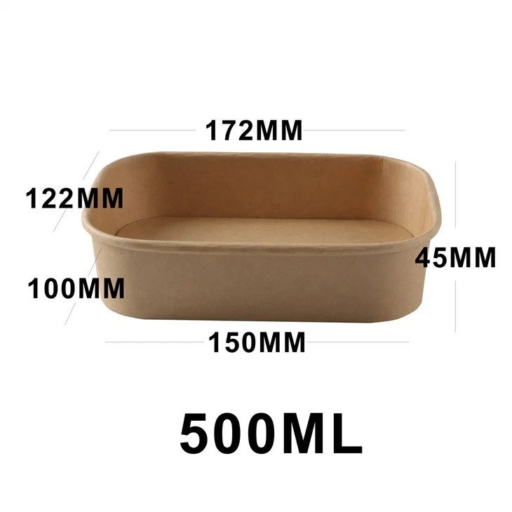 Disposable Rectangle Salad Bowl Kraft