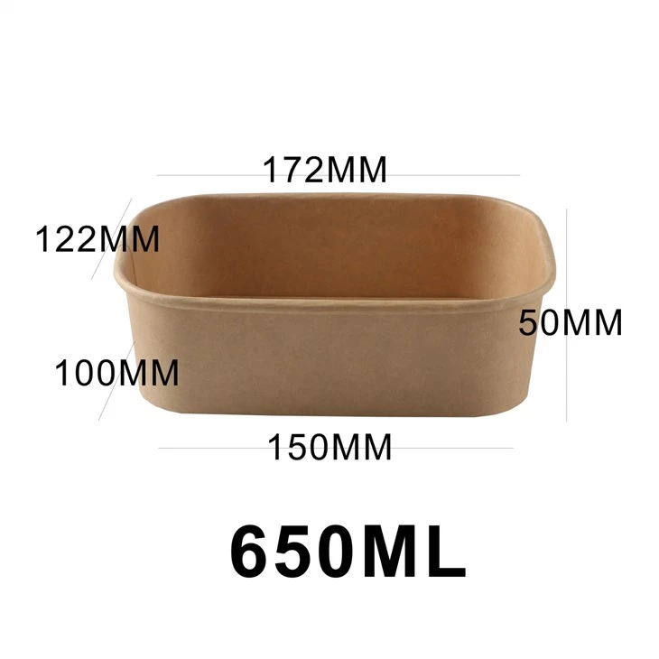 Disposable Rectangle Salad Bowl Kraft